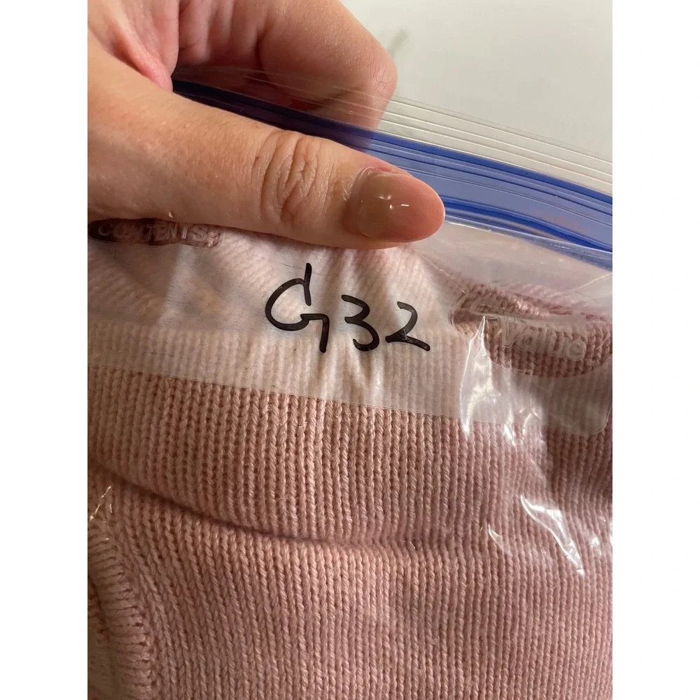 Michael Kors Pink Side Zip High Low Crew Neck Knit Sweater Womens Large G32